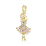 Brass Micro Pave Pink Cubic Zirconia Pendants