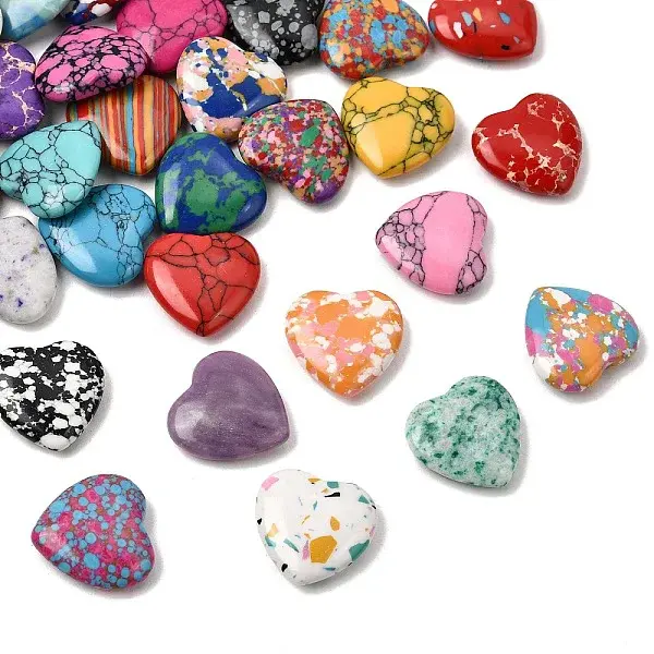 Dyed Synthetic Turquoise Heart Love Stone