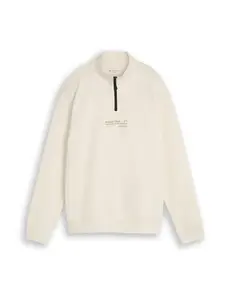 TOM TAILOR DENIM Mikina  telová / biela ako vlna