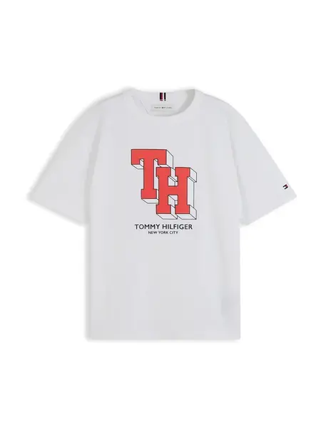 TOMMY HILFIGER Tričko  krvavo červená / čierna / biela
