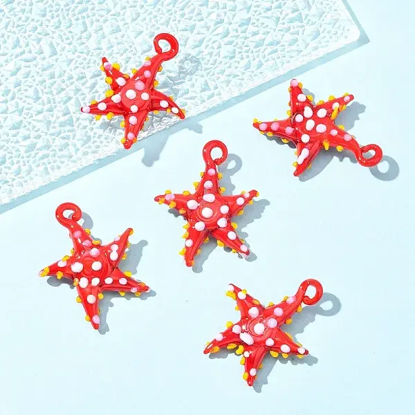5Pcs Handmade Lampwork Pendants