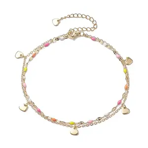 304 Stainless Steel Enamel Link Chains Anklets