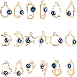 36Pcs 9 Style Alloy Enamel Pendants