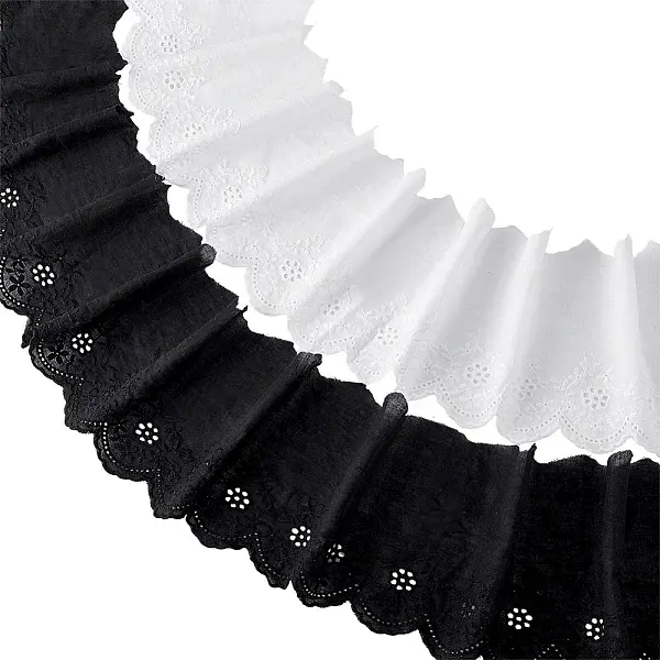 2 Colors Cotton Embroidery Flower Ribbons