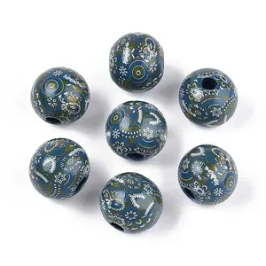 Bohemian Style Printed Schima Wood Beads