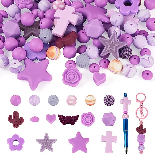 92Pcs Transparent Silicone Focal Beads