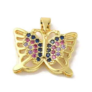 Brass Micro Pave Colorful Cubic Zirconia Pendants