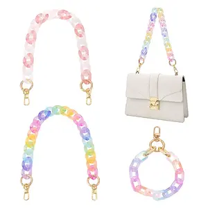 2Pcs Transparent Acrylic Curb Chains Bag Handles