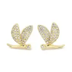 Rack Plating Brass Micro Pave Clear Cubic Zirconia Stud Earrings for Women