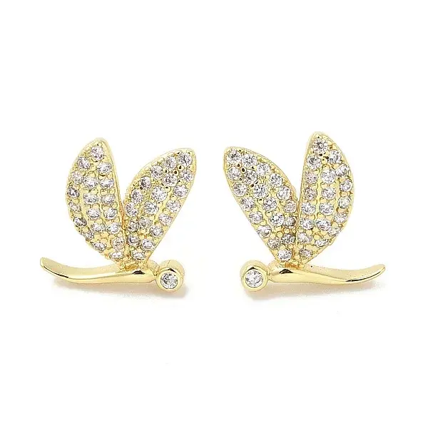 Rack Plating Brass Micro Pave Clear Cubic Zirconia Stud Earrings for Women