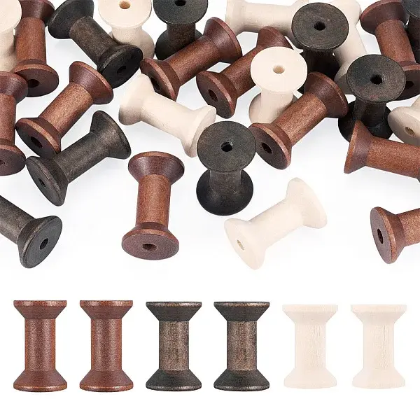 30Pcs 3 Styles Wood Thread Bobbins