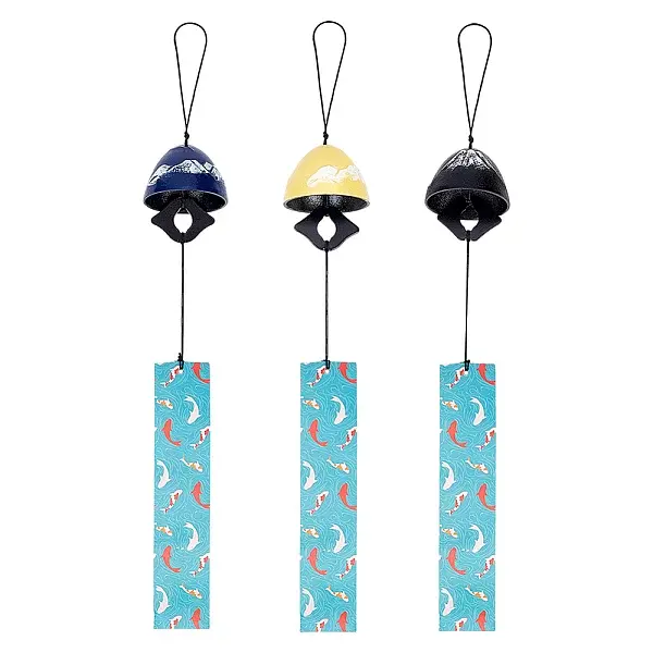 3Pcs 3 Colors Japanese Cast Iron & Ceramic Wind Chime