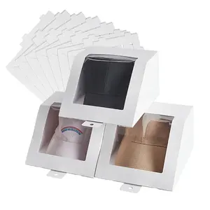 Foldable Cardboard Gift Cap Storage Boxes with Clear PVC Window