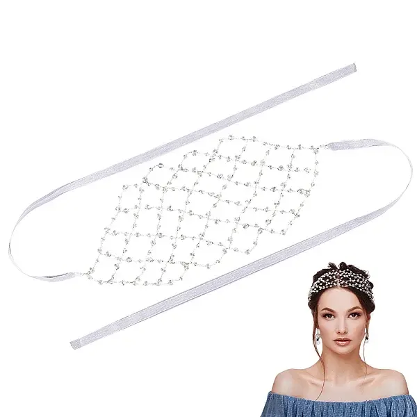 Brass ABS Plastic Pearl Beaded Elastic Headband