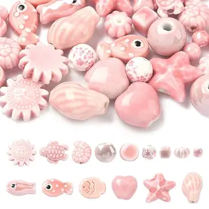 30Pcs 15 Styles Handmade Porcelain Beads