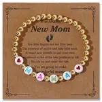 Mother's Day Brass Round Beads Strertch Bracelets