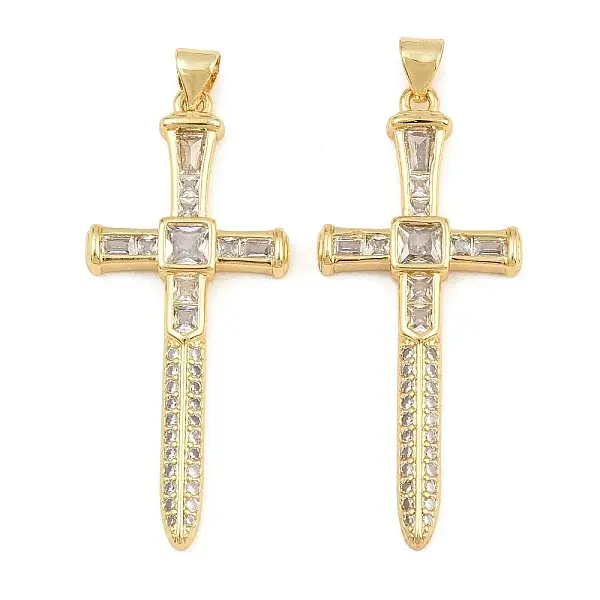 Brass Micro Pave Clear Cubic Zirconia Pendants