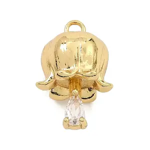 Brass Micro Pave Clear Cubic Zirconia Pendants