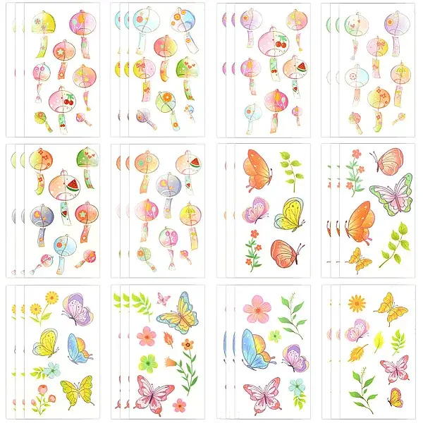 36Pcs 2 Style PVC Waterproof Self-Adhesive Picture Stickers