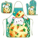 Easter Theme Polyester Sleeveless Apron and Gloves