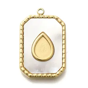 Ion Plating(IP) 304 Stainless Steel Pave Shell Pendants