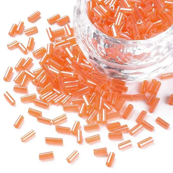 Transparent Colours Luster Glass Bugle Beads