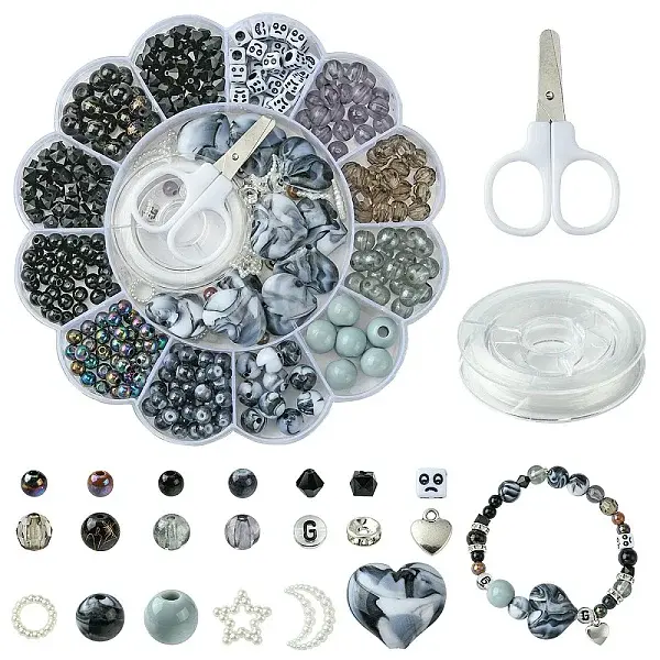 DIY Beaded Stretch Bracelet with Alloy Moon Charms Making Kits