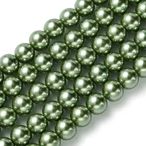 Eco-Friendly  Dyed Glass Pearl Round Bead Strands