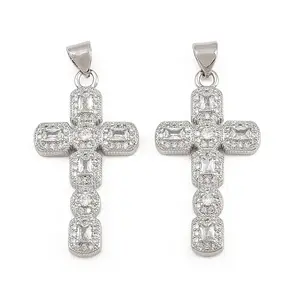 Brass Micro Pave Cubic Zirconia Pendants