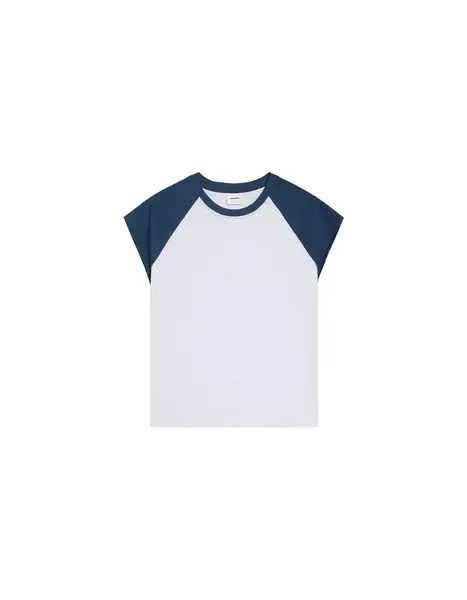 Bershka Tričko  námornícka modrá / biela