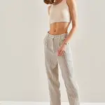 Bianco Lucci Women's Striped Front Pop Up Trousers