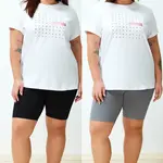 Trendyol Curve Black-Grey High Waist 2-Pack Biker Short Length Ribbed Knit Plus Size Leggings