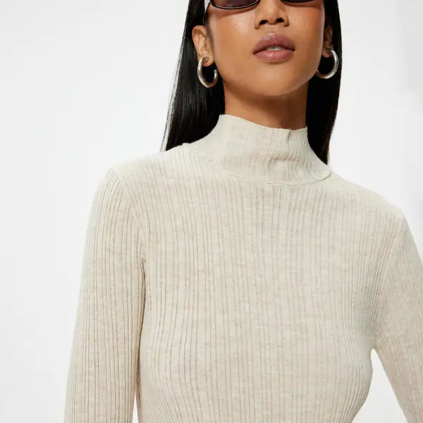 Koton Basic Knitwear Turtleneck Sweater Long Sleeve Textured