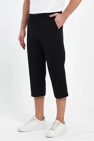 92406 Dewberry Adjustable Elastic Waist Mens Capri-BLACK