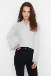 Trendyol šedý svetr s knoflíkovými detaily
