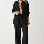 Happiness İstanbul Women's Black Oversize Shirt Wide Trousers Suit