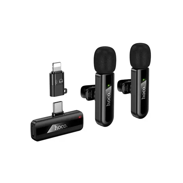 Hoco L20A Bezdrátový set mikrofonů Lightning / USB-C, černý