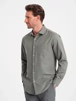Ombre Men's REGULAR FIT shirt with pocket - khaki