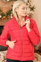 Z6746 DEWBERRY LADIES COAT-PLAIN RED