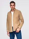 Ombre Men's REGULAR FIT cotton shirt with pocket - light brown