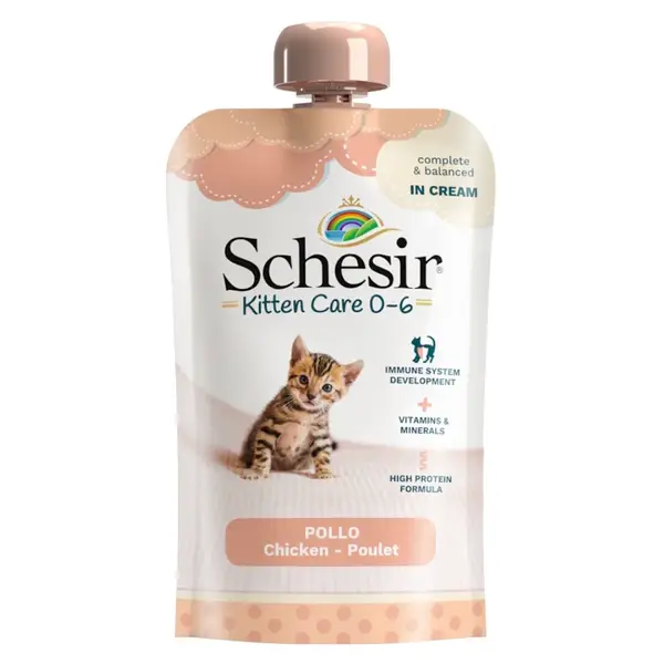 SCHESIR Kitten kapsička pre mačiatka kura v kréme 150 g