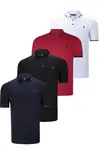 QUADRUPLE SET T8586 DEWBERRY MEN'S T-SHIRT-BLACK-WHITE-NAVY-BURGUNDY