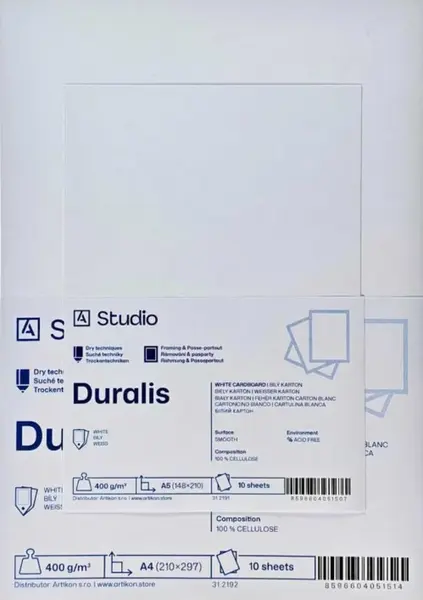 Bílý karton Duralis 400g A3, 10 listů