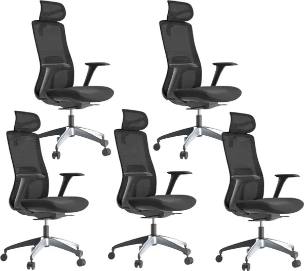 MERCURY 5PACK Ergonomická kancelárska stolička WISDOM, čierny plast, tmavo sivá (5 ks)