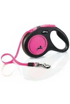 Vodítko Flexi Neon M pásek 5m/25kg černá/růžová new