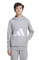 Dětská mikina adidas šedá barva, s kapucí, s potiskem, JV9900