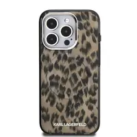 Zadní kryt Karl Lagerfeld IML Leopard MagSafe pro Apple iPhone 15 Pro Max, hnědá