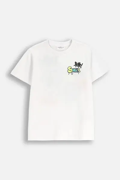 Dětské bavlněné tričko Coccodrillo bílá barva, s potiskem, EVERYDAY BOY
