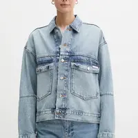 Džínová bunda Calvin Klein Jeans modrá barva, přechodná, oversize, LV047C730G