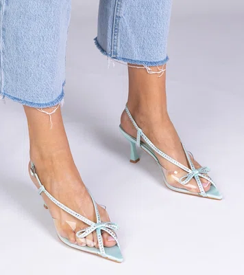 Gemre Green Transparent Stiletto Sandals with Rhinestones Kloksi